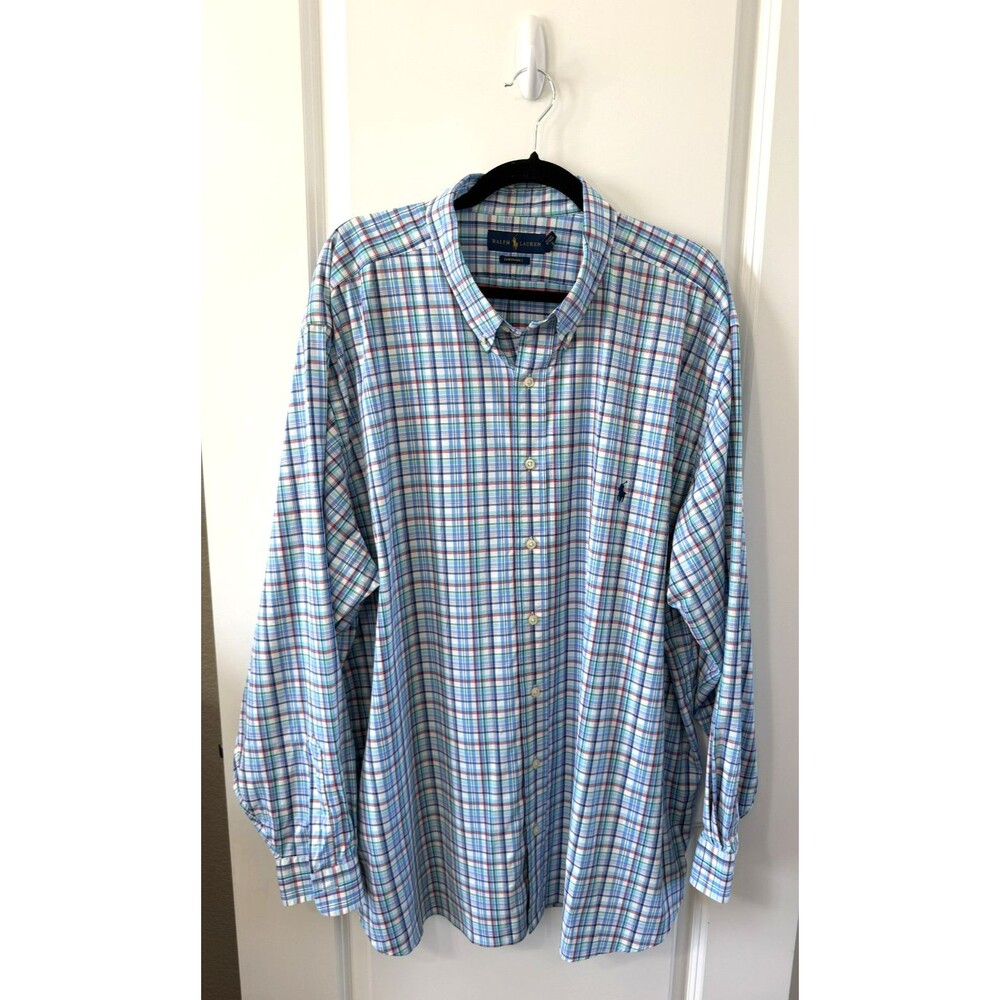 Ralph Lauren Mens Classic Long Sleeve Multi Plaid Performance Shirt 3XB Big